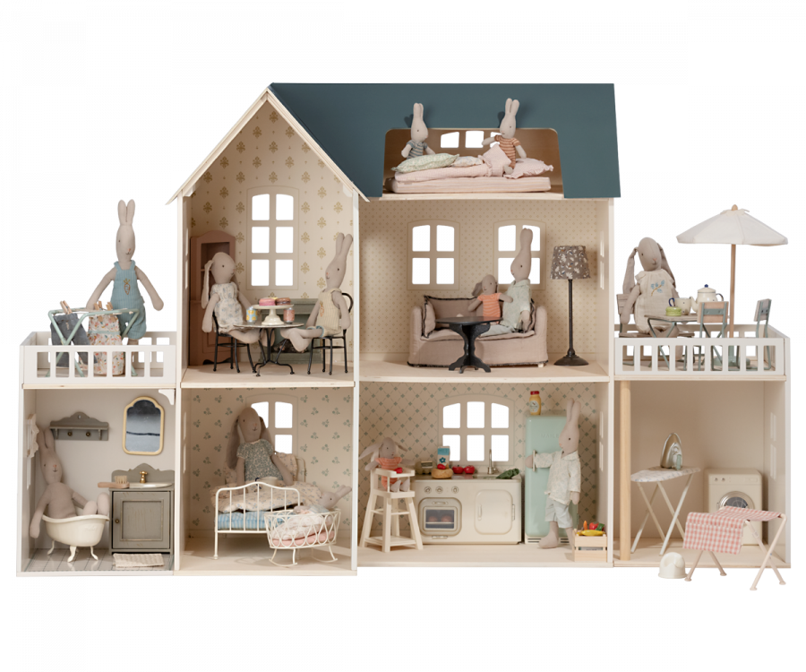 KARLOR Lot De 7 Meubles Miniatures Pour Maison De Poupée – Canapés, Table, TV, Étagère – Échelle 1:12 – Déco Intérieure