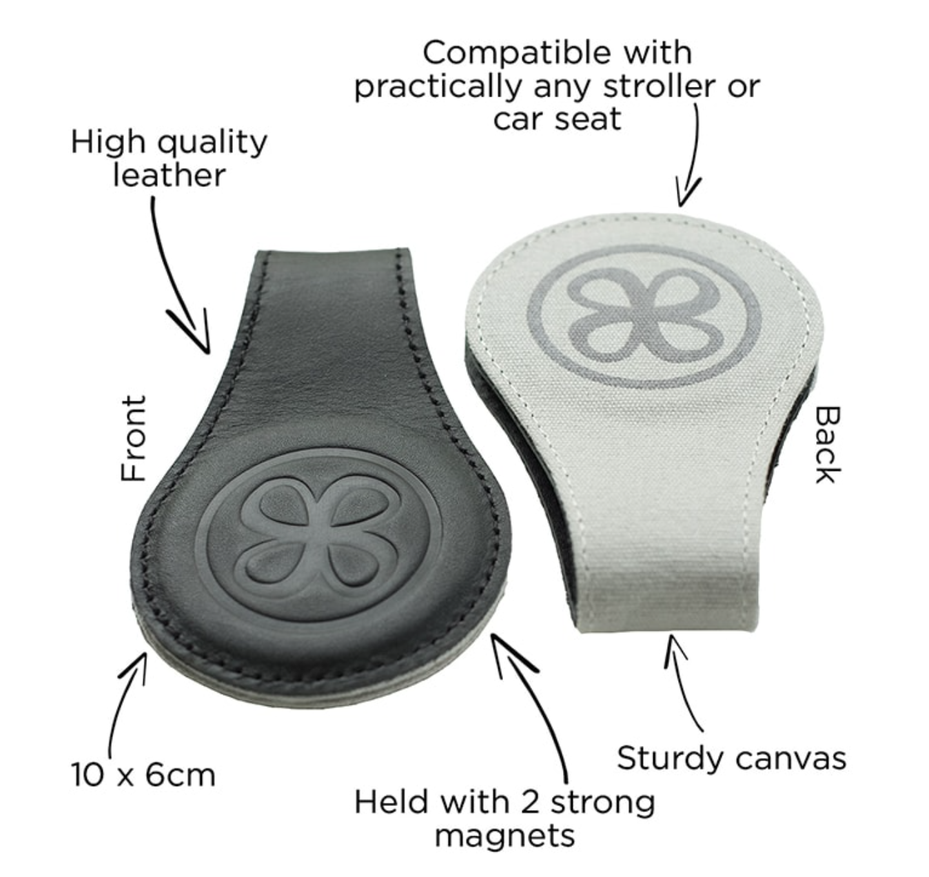 Cloby Leather Magnet Swaddle Clips Black