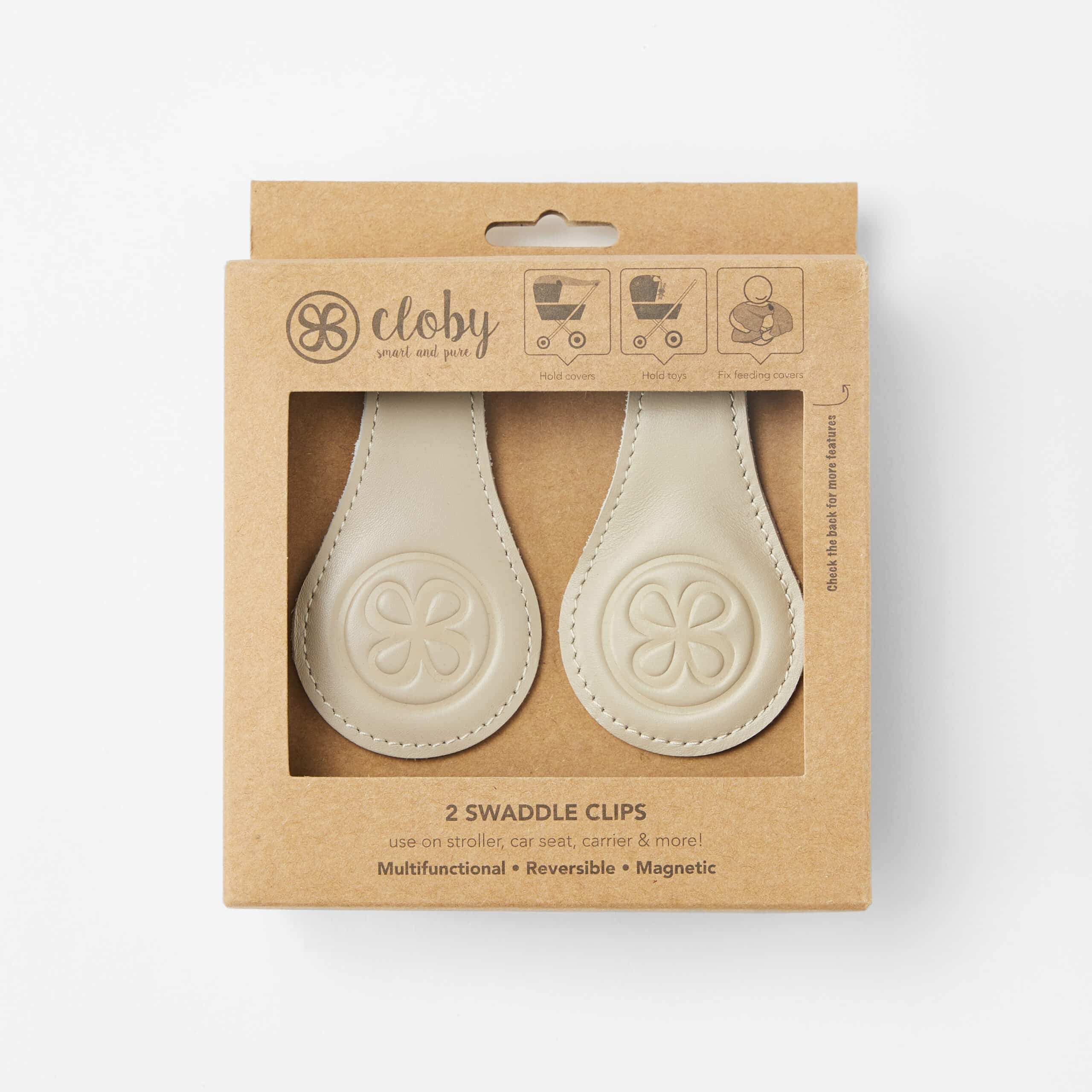 Clips d'emmaillotage magnétiques en cuir Cloby beige