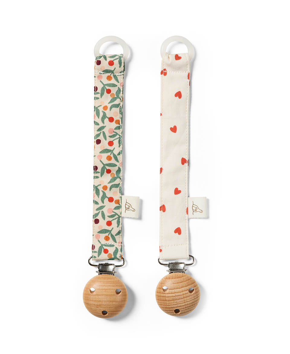 Dear April Ebba Schnullerhalter 2er-Set mit den Designs Little Love und Forest Berries