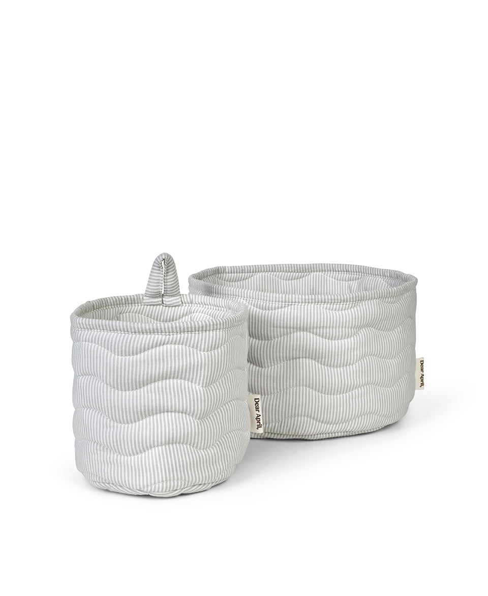 Dear April Kiki Aufbewahrungskörbe 2er-Set Dew Stripe aus Bio-Baumwolle