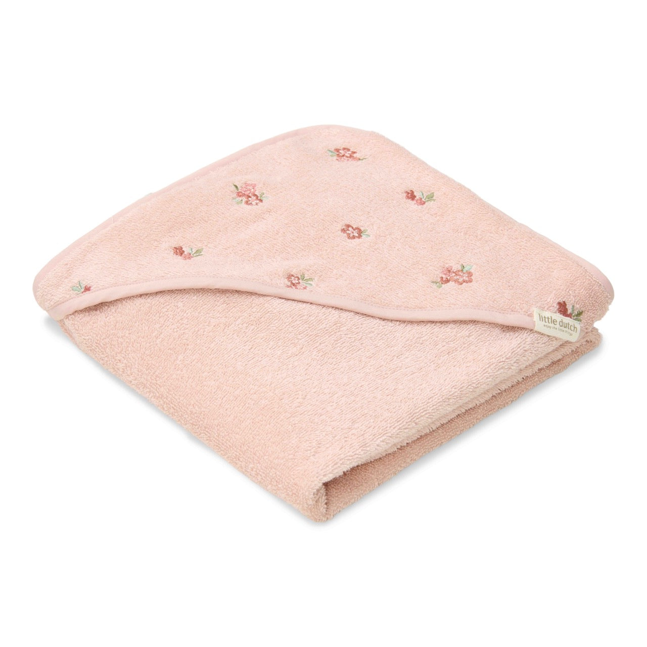 Little-Dutch-TE50654031-Kapuzenbadetuch-rosa-bestickt