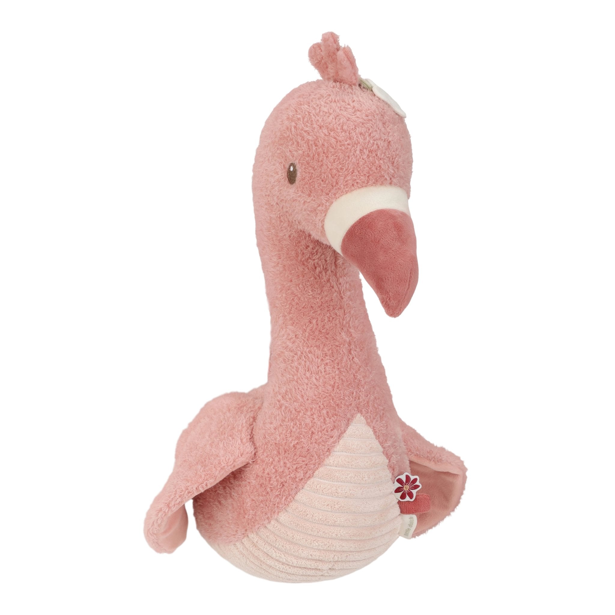 Seitenansicht des pinken Little Dutch Plüsch-Tierkopfs für die Kinderzimmerwand