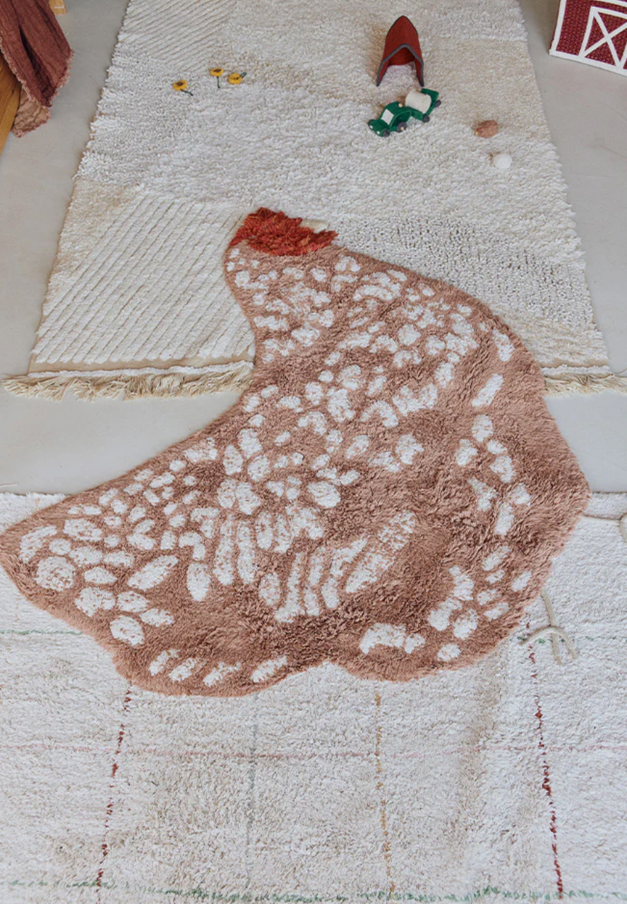 Lorena Canals Teppich Huhn aus Baumwolle für Kinderzimmer und Wohnräume