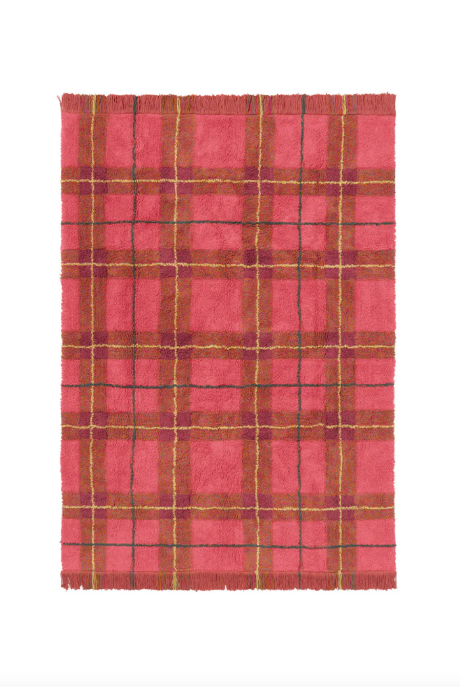Waschbarer Teppich aus Baumwolle in traditionellem Vintage Tartanmuster Rot