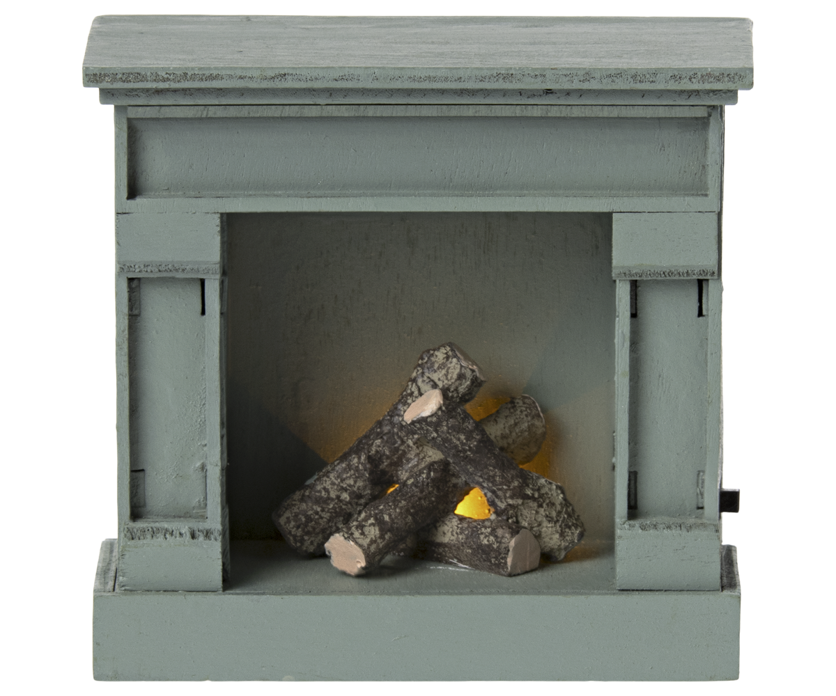 Maileg Fireplace Mouse Blue für die Maileg Mäusewelt