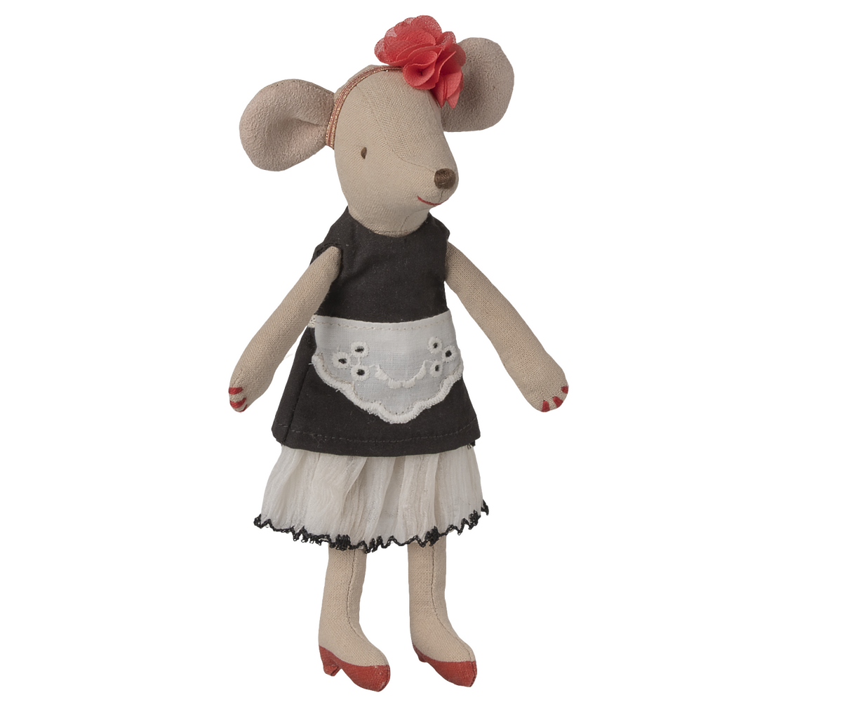 Maileg Beautician Mouse Mama mit roten Lippen und Nägeln
