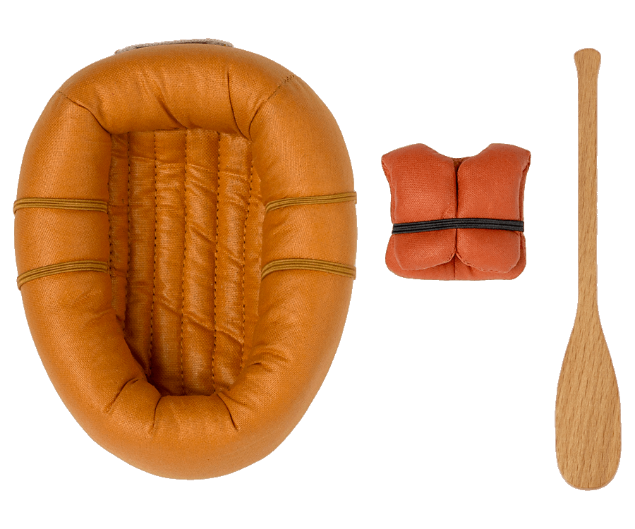 Maileg Schlauchboot mit Schwimmweste und Paddel