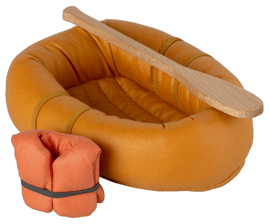 Maileg Schlauchboot mit Schwimmweste und Paddel