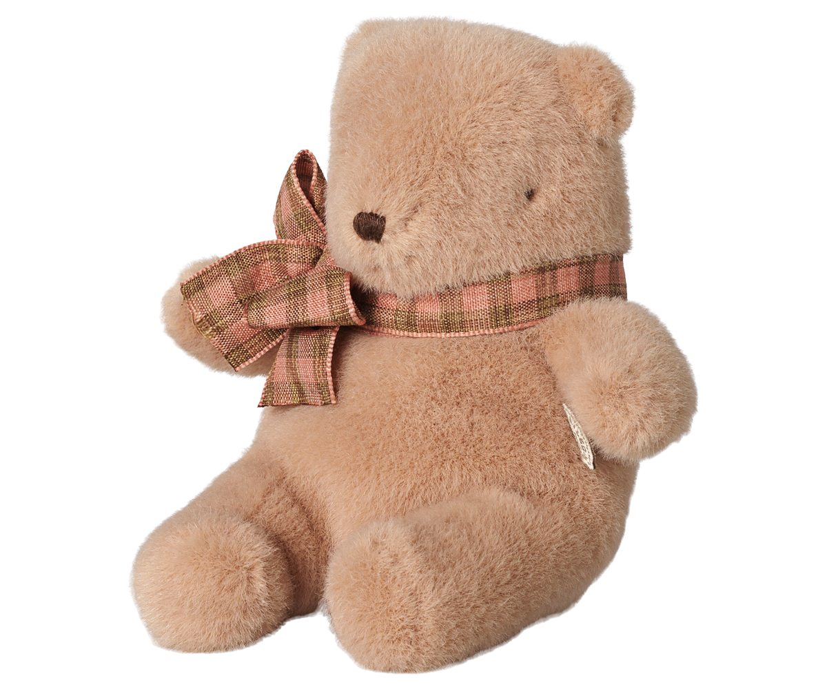 Maileg Mini Teddybär in Vintage-Rosa mit karierter Schleife