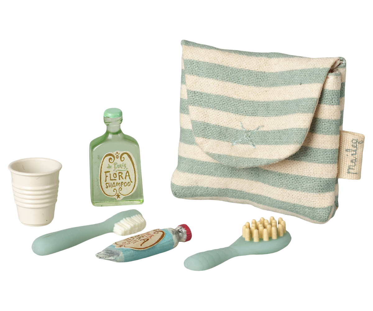 Maileg Zahnbürsten Set Maus mit Tasche – Miniatur Badezimmer Zubehör Puppenhaus
