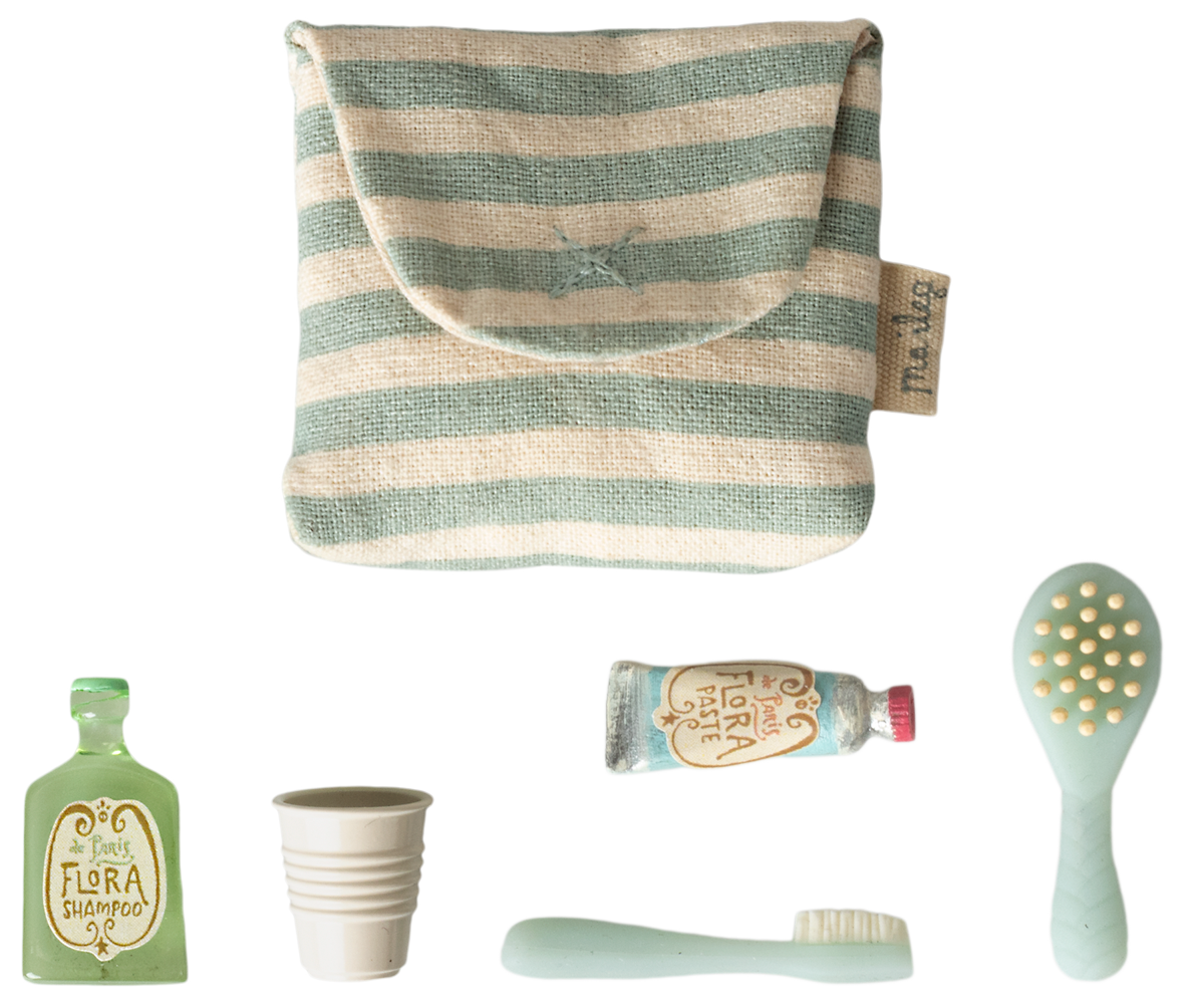 Maileg Zahnbürsten Set Maus mit Tasche – Miniatur Badezimmer Zubehör Puppenhaus