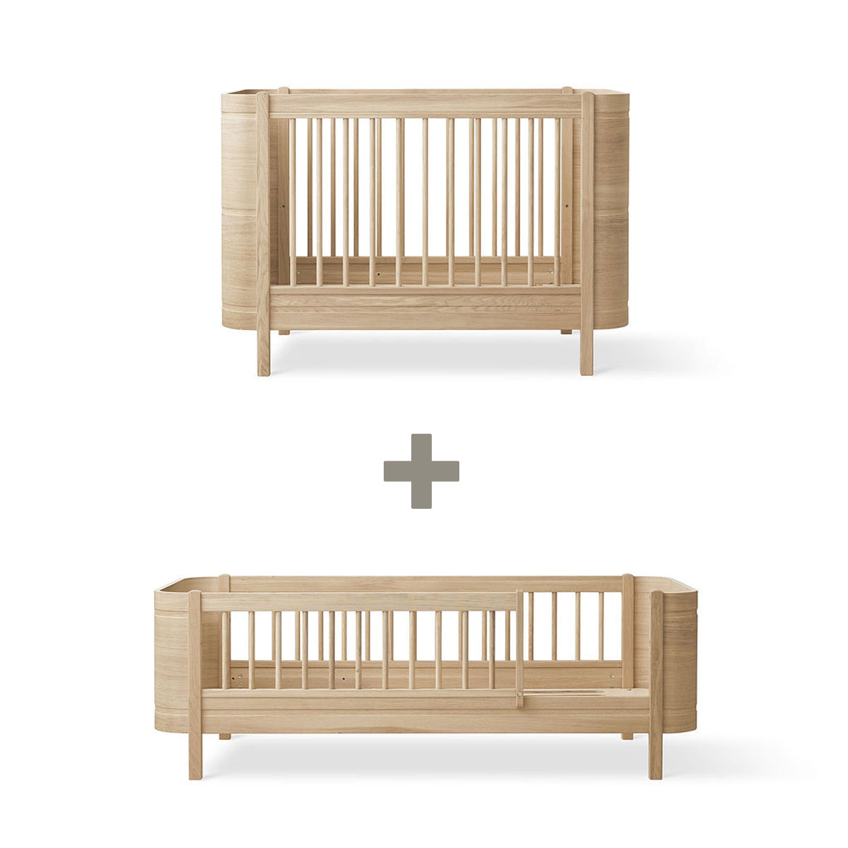 Oliver Furniture Mini+ ensemble pour frères et sœurs (lit bébé Mini+ et lit junior Mini+), chêne