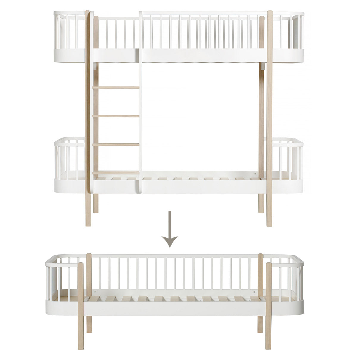 Oliver-Furniture-Umbauset-Wood-Original-Etagenbett-in-Einzelbett-weiss-/Eiche-04553