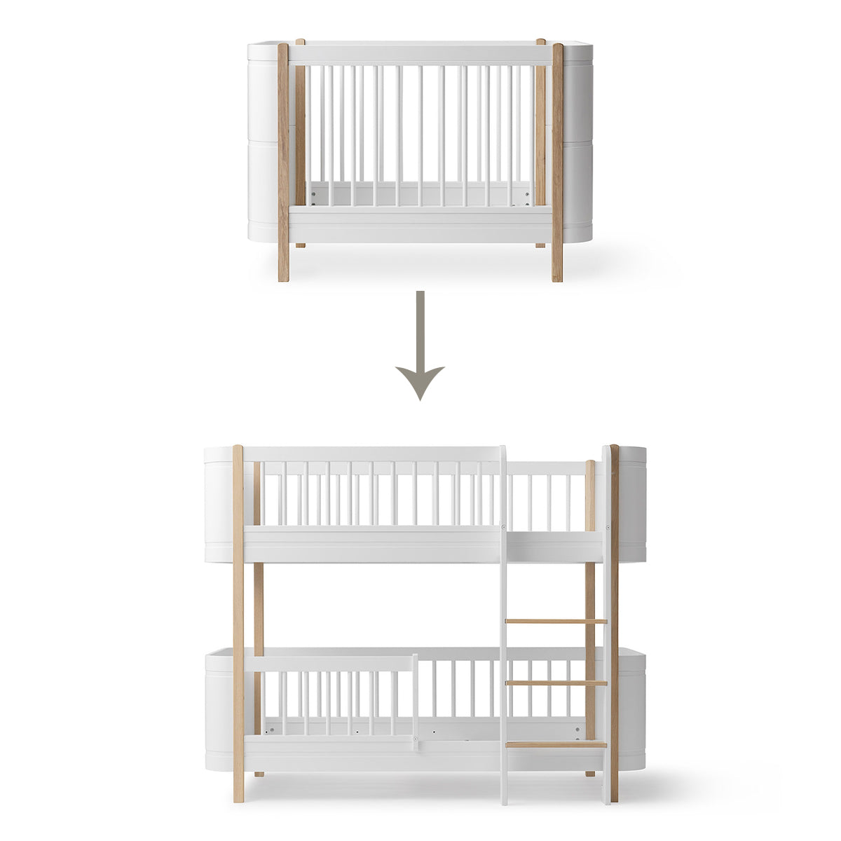 Oliver-Furniture-Umbauset-Mini-Babybett-inklusive-Juniorbett-zum-halbhohen-Etagenbett-041461-weiss-Eiche
