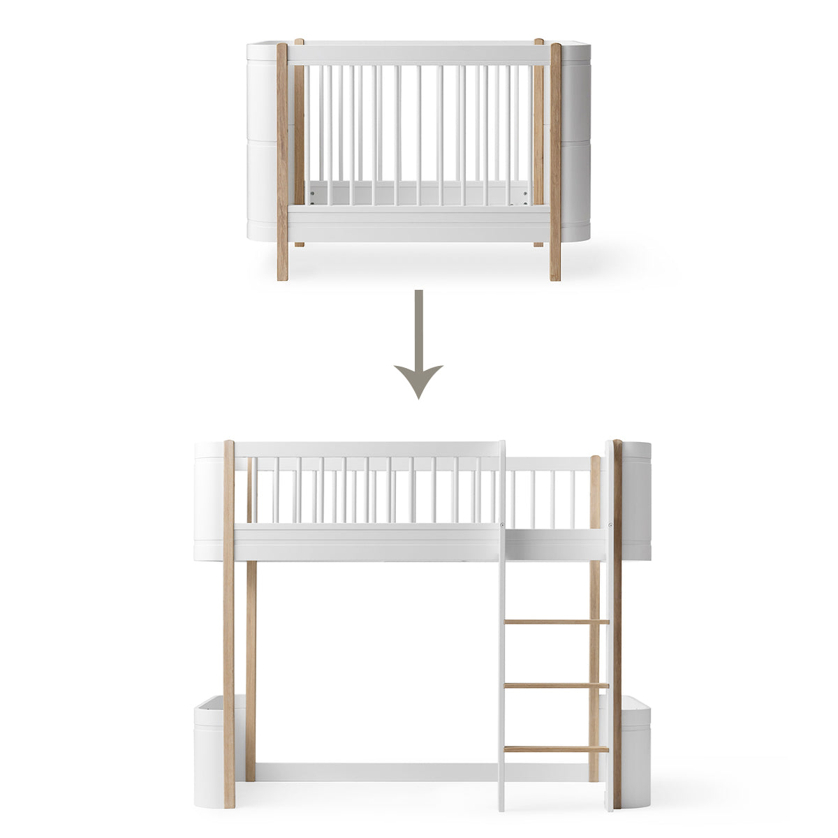 Oliver Furniture-Umbauset-Mini-Babybett-inkl.-Juniorbett-zum-halbhohen-Hochbett-041453
