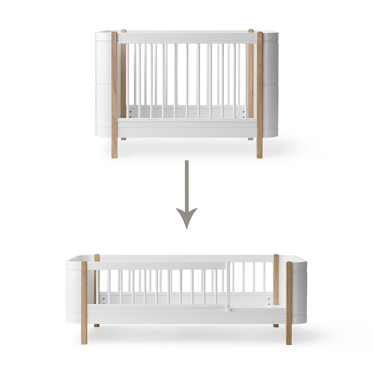 Oliver Furniture-Umbauset-Mini-plus-Babybett-weiss-Eiche-zu-Juniorbett-041493