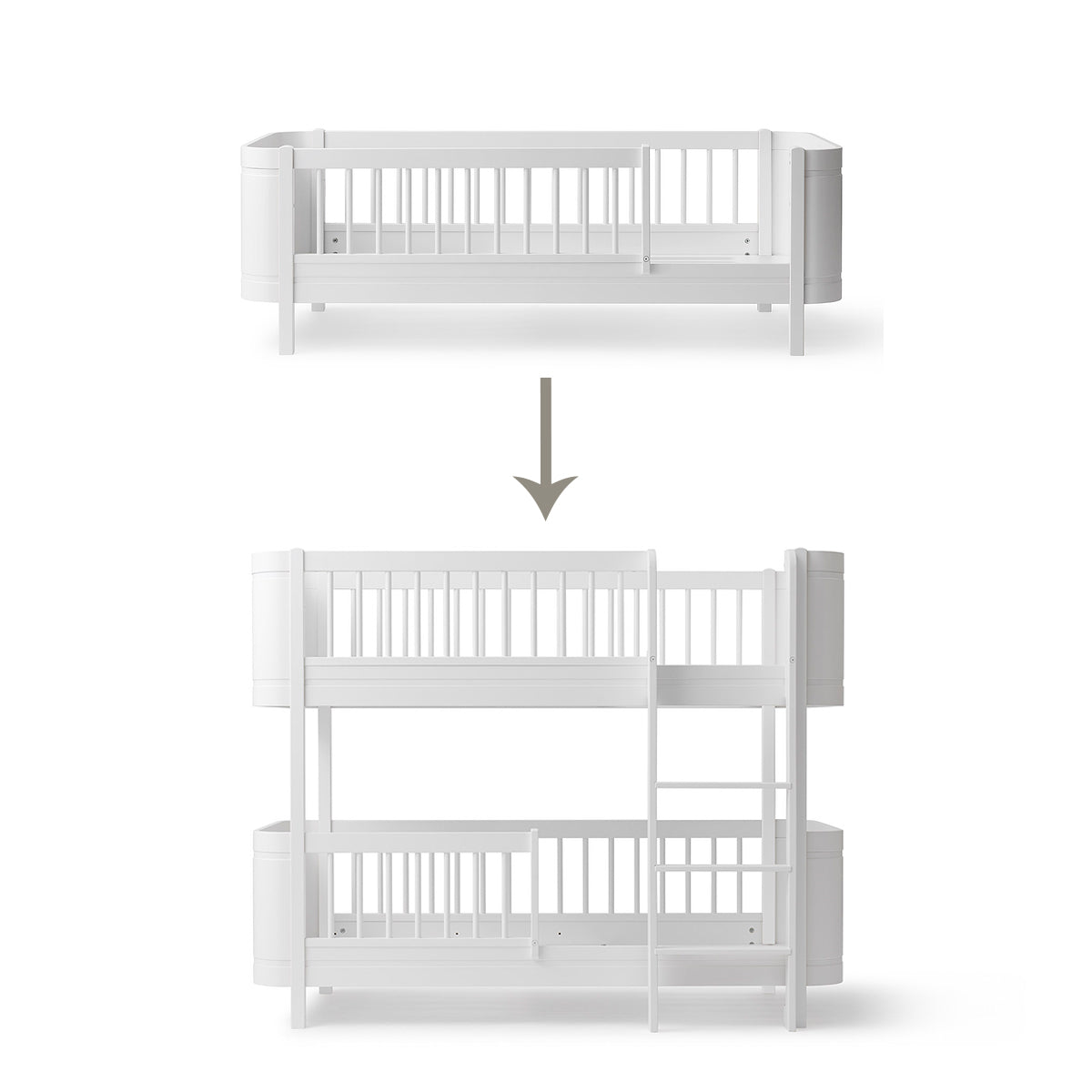 Umbauset Oliver Furniture Wood Mini+ Juniorbett zum halbhohen Etagenbett, weiss
