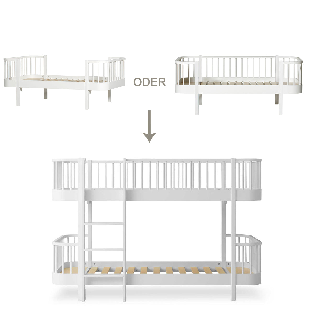 Oliver Furniture-Umbauset-Wood-Original-Juniorbett-Juniorbettsofa-halbhohes Etagenbett-weiss-041756