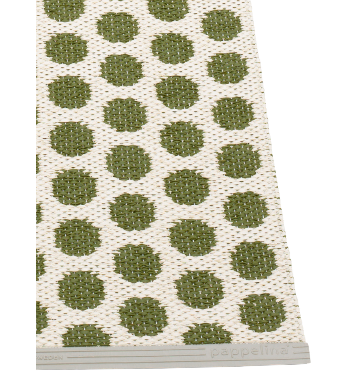 Pappelina-Teppich-Noa-Dark Olive Vanilla-Warm Grey Edge