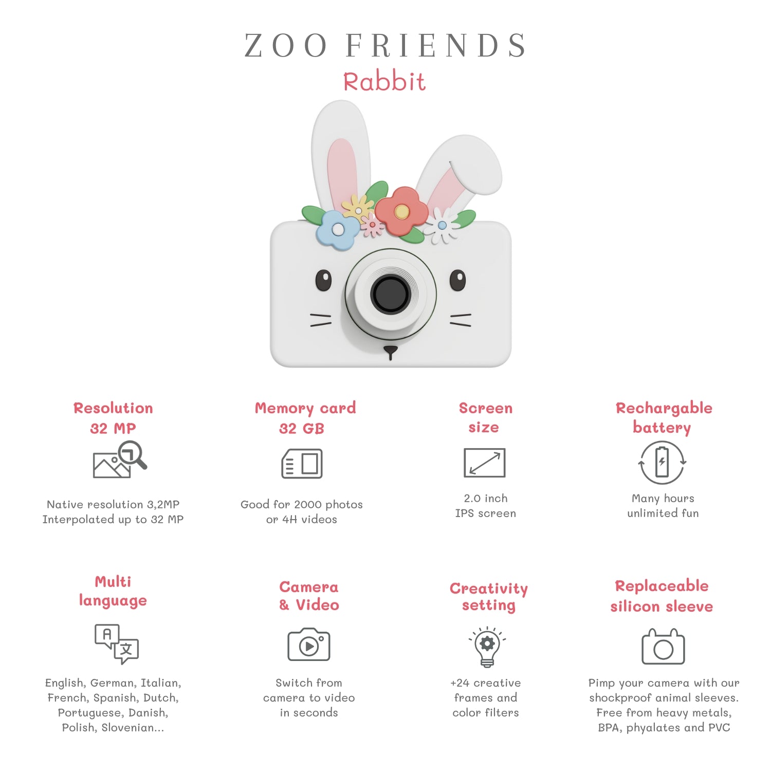 The-Zoofamily-Zoofriends-C1-Digital-Camera-Rabbit-Flower
