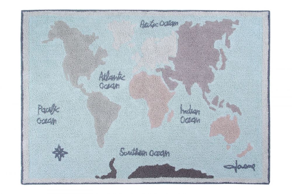 Lorena Canals tapis lavable Back To School - Carte Vintage, 140 x 200cm