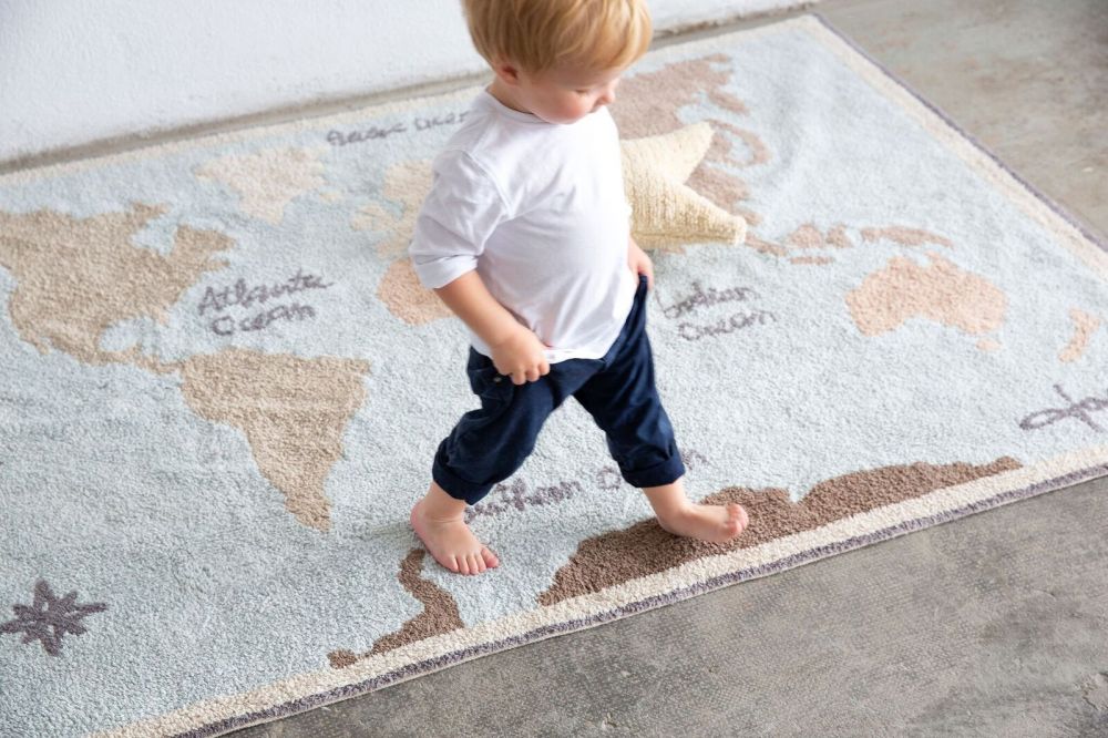 Lorena Canals tapis lavable Back To School - Carte Vintage, 140 x 200cm