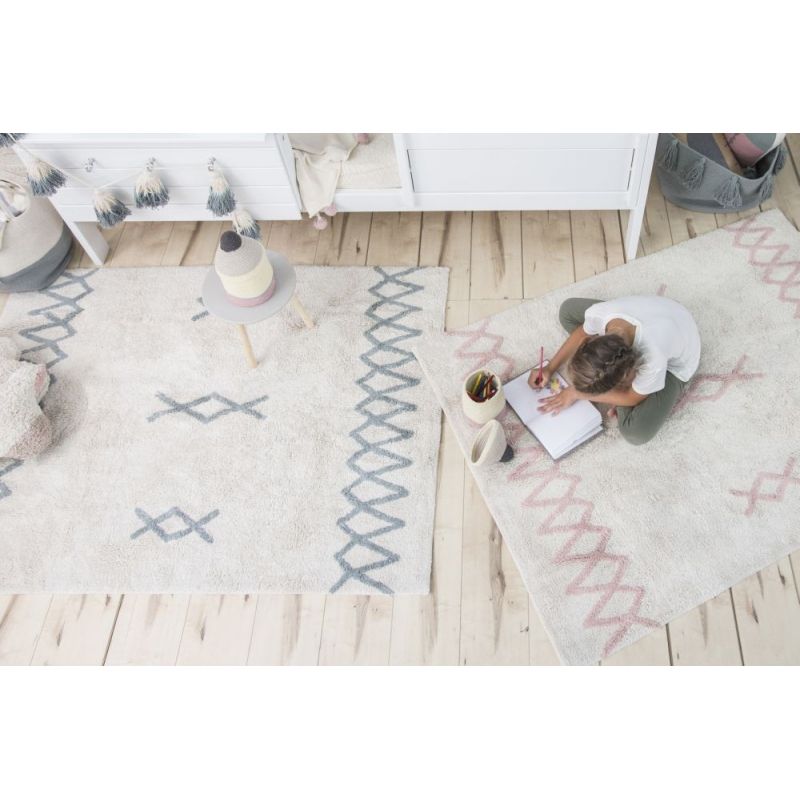 Lorena Canals washable rug BACK TO BASICS: Atlas Natural - Vintage Blue, 120 x 160cm