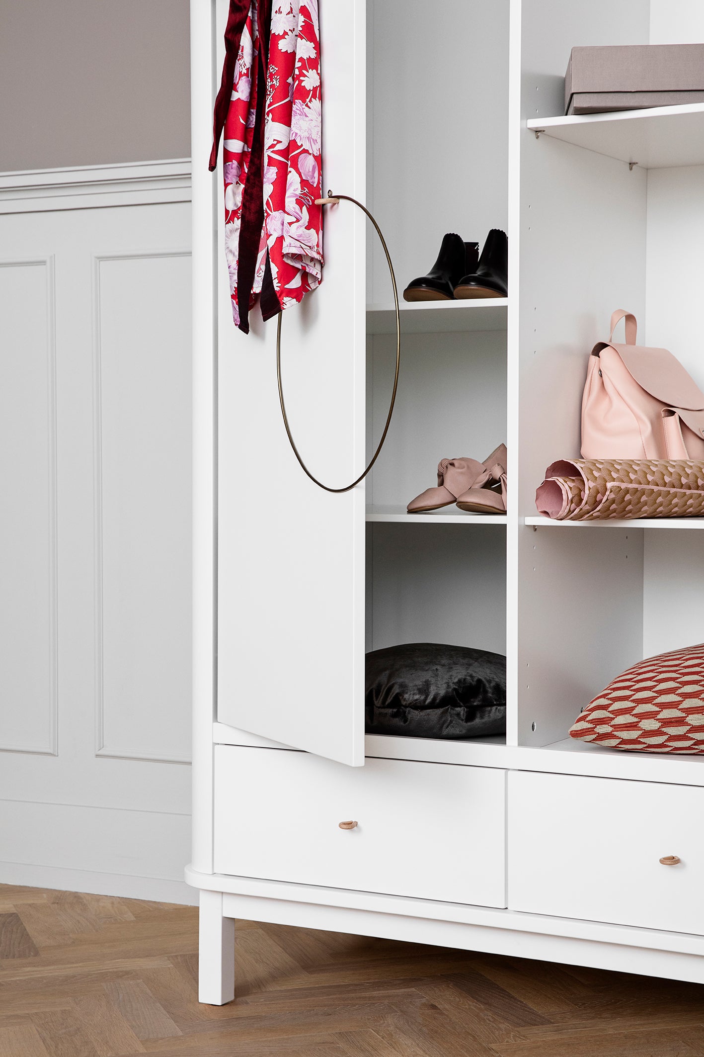 Armoire Oliver Furniture Wood Collection, 3 portes, blanc
