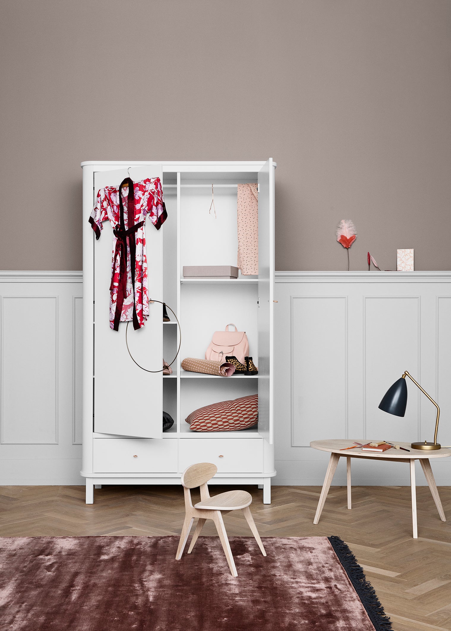 Oliver Furniture Kleiderschrank Wood Collection, 2-türig, weiss