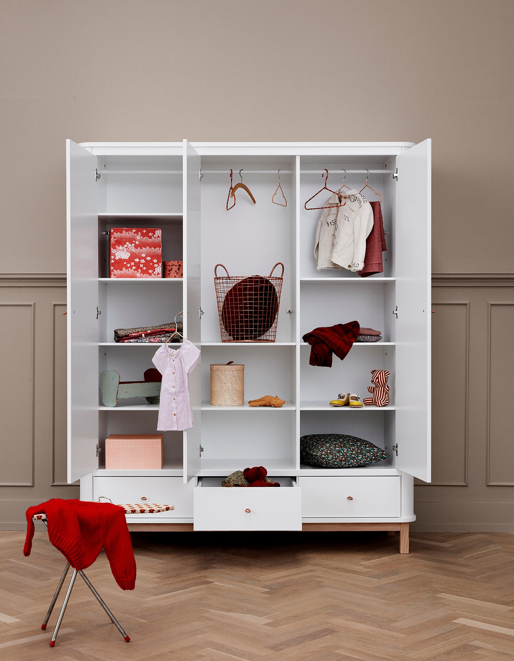 Oliver Furniture Wood Collection wardrobe, 3 doors, white/oak