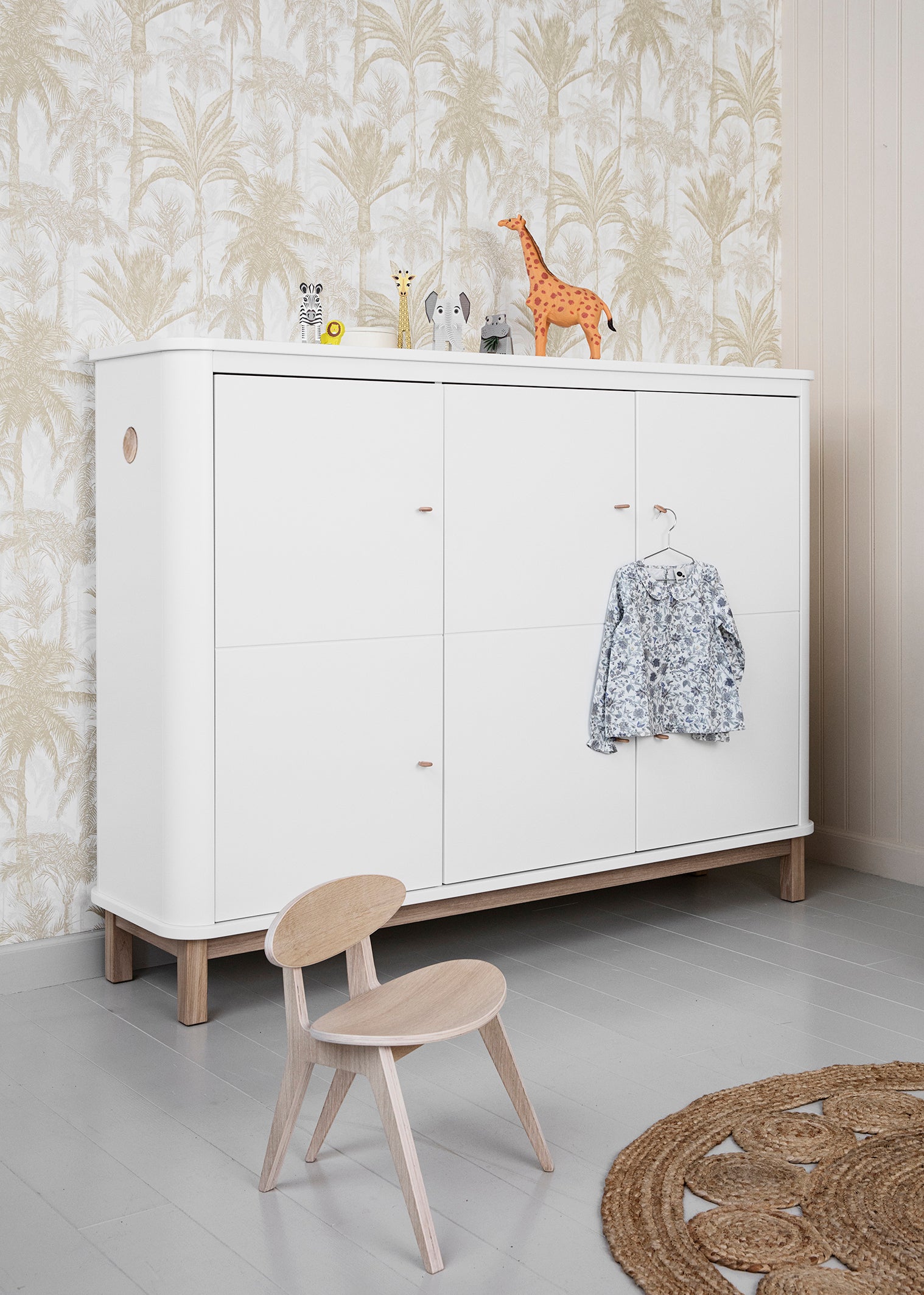 Oliver Furniture Multischrank Wood Collection, 3-türig, weiss/Eiche