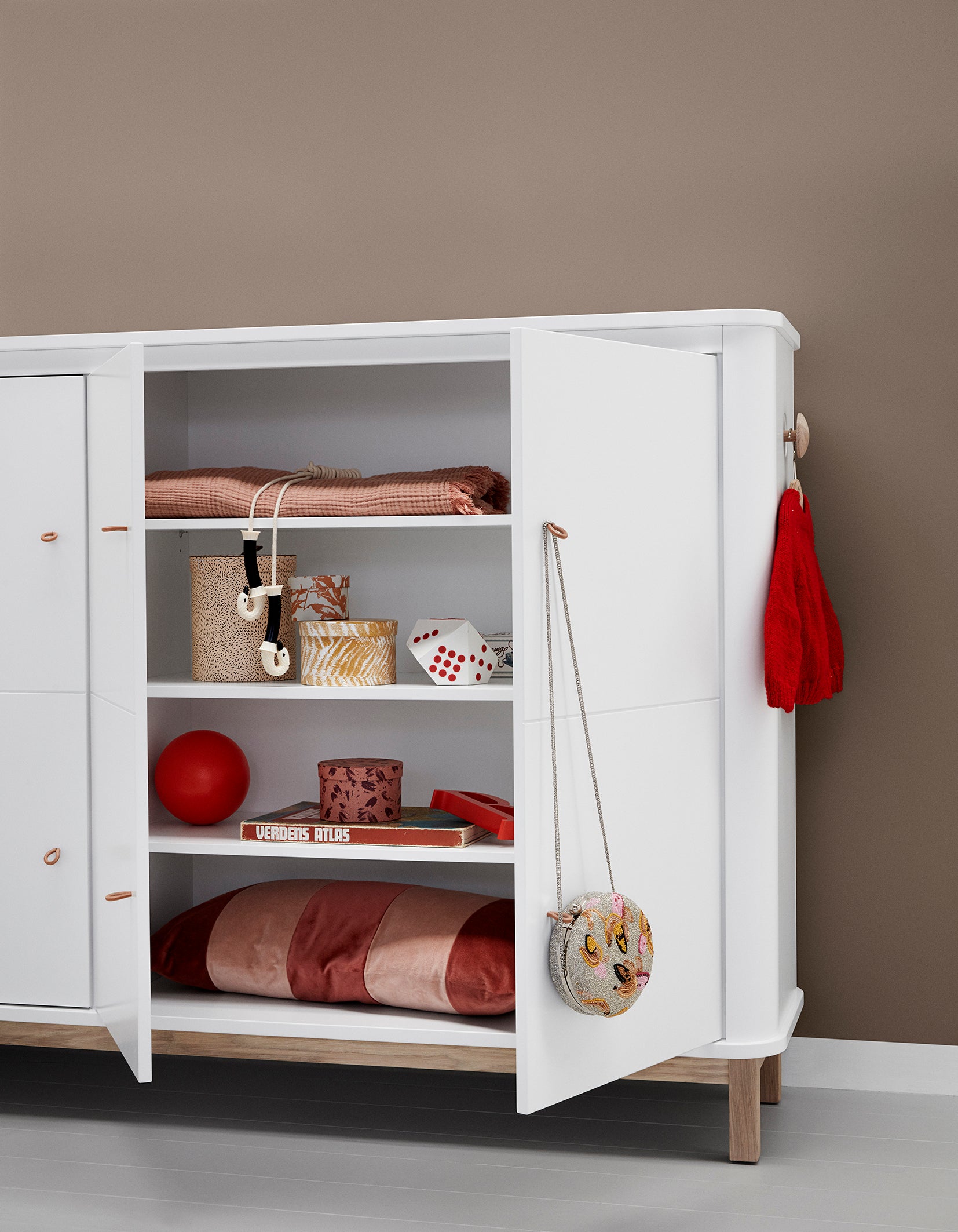 Oliver Furniture Multischrank Wood Collection, 3-türig, weiss/Eiche