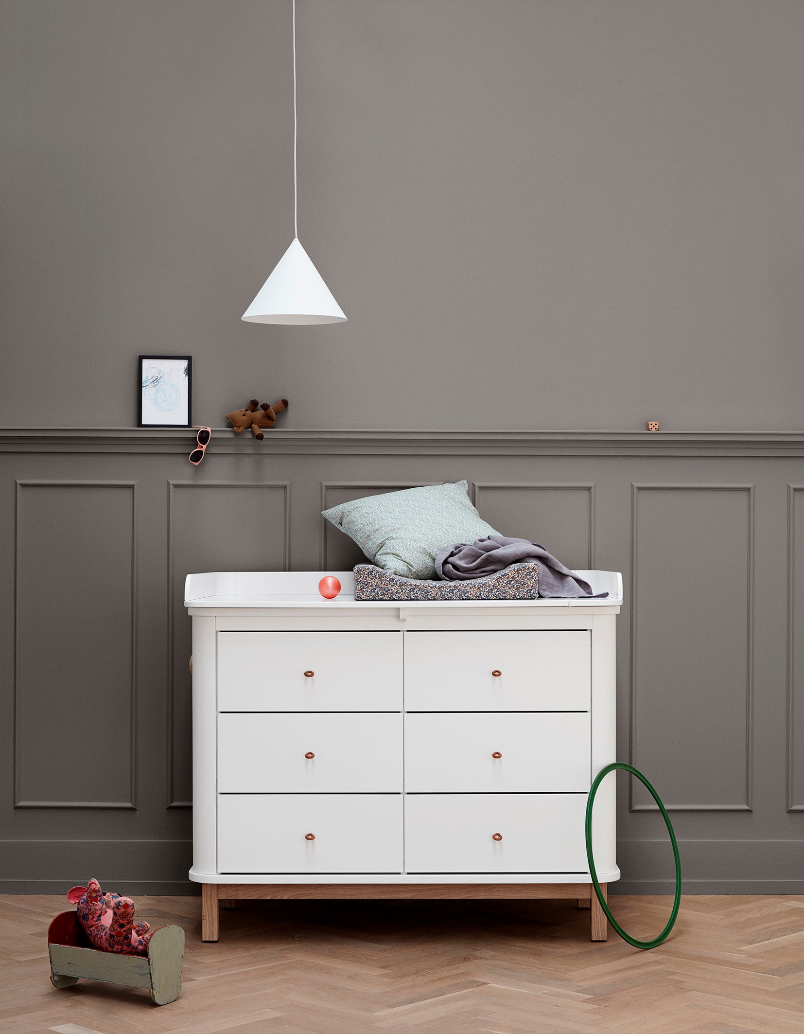 Table à langer Oliver Furniture Wood Collection avec 6 tiroirs, blanc/chêne