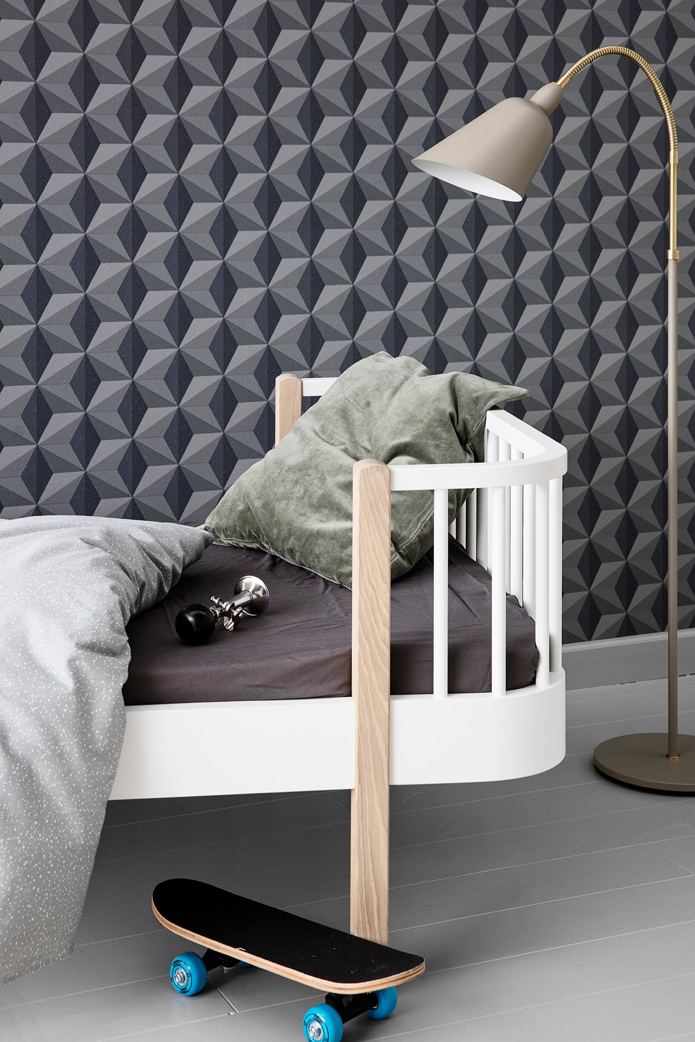 Oliver Furniture Wood Original Einzelbett, 90 x 200cm, weiss/Eiche