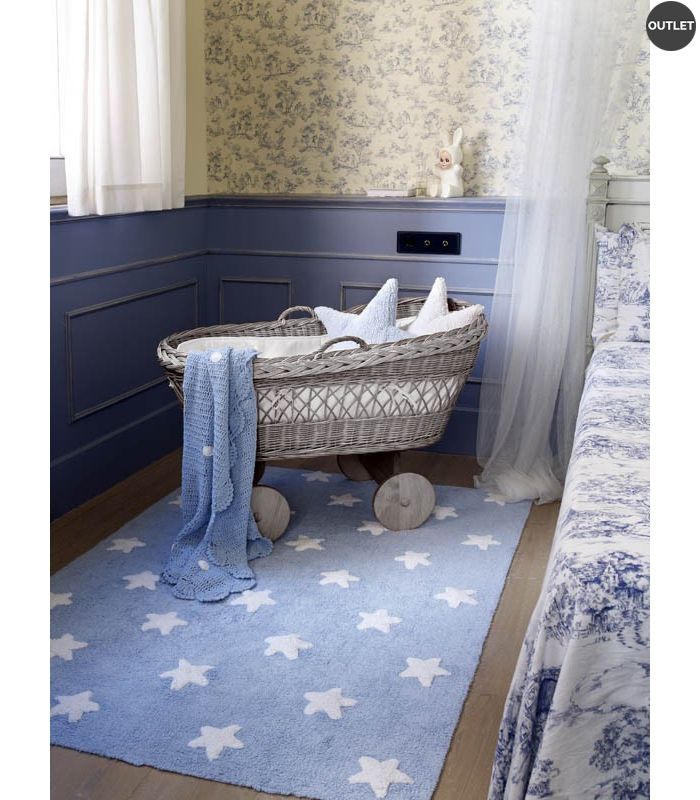 Lorena Canals washable rug Blue Stars White, 120 x 160cm