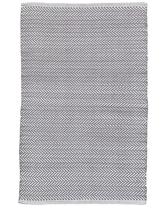 Dash & Albert Indoor/Outdoor Teppich Herringbone Shale/White