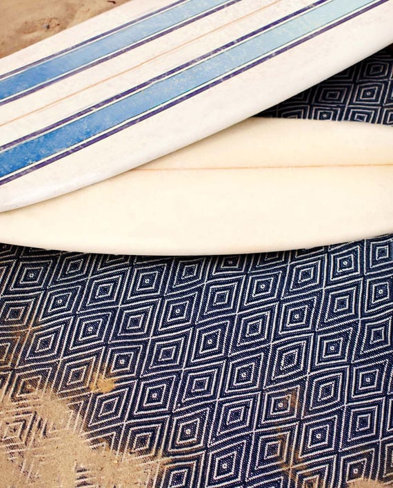 Dash & Albert Tapis Intérieur/Extérieur Diamond Marine/Ivoire