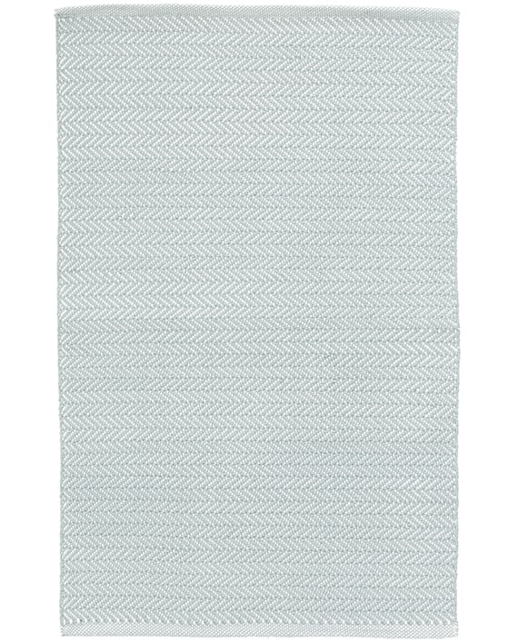 Dash & Albert Tapis Intérieur/Extérieur Chevrons Bleu Clair/Ivoire