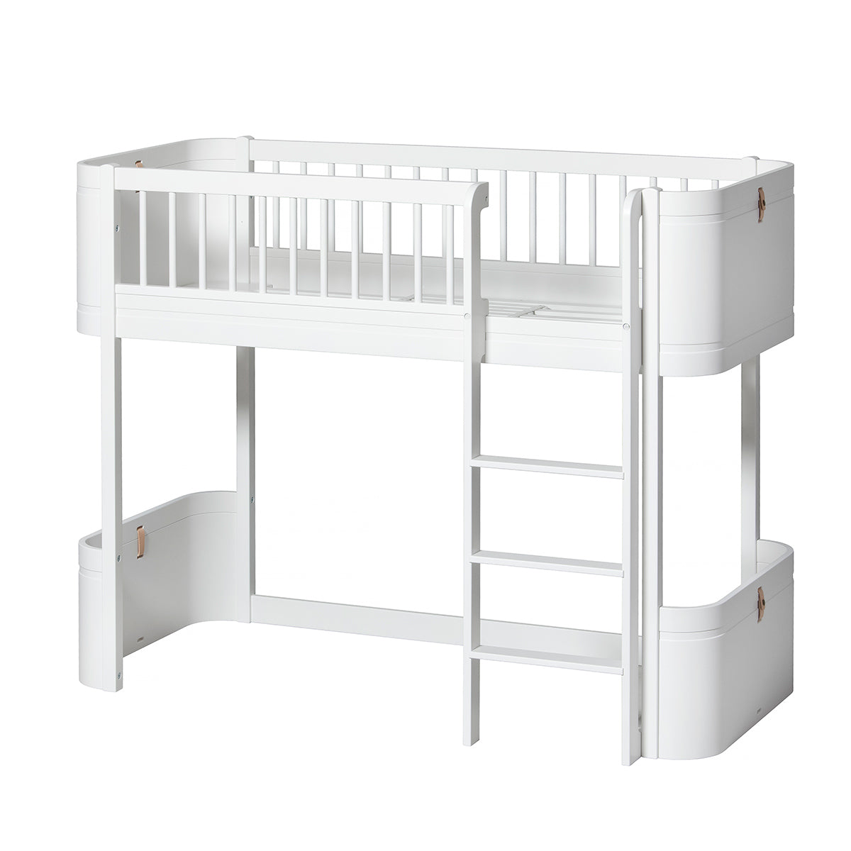 Oliver Furniture Wood Mini+ halbhohes Hochbett (162cm lang), weiss