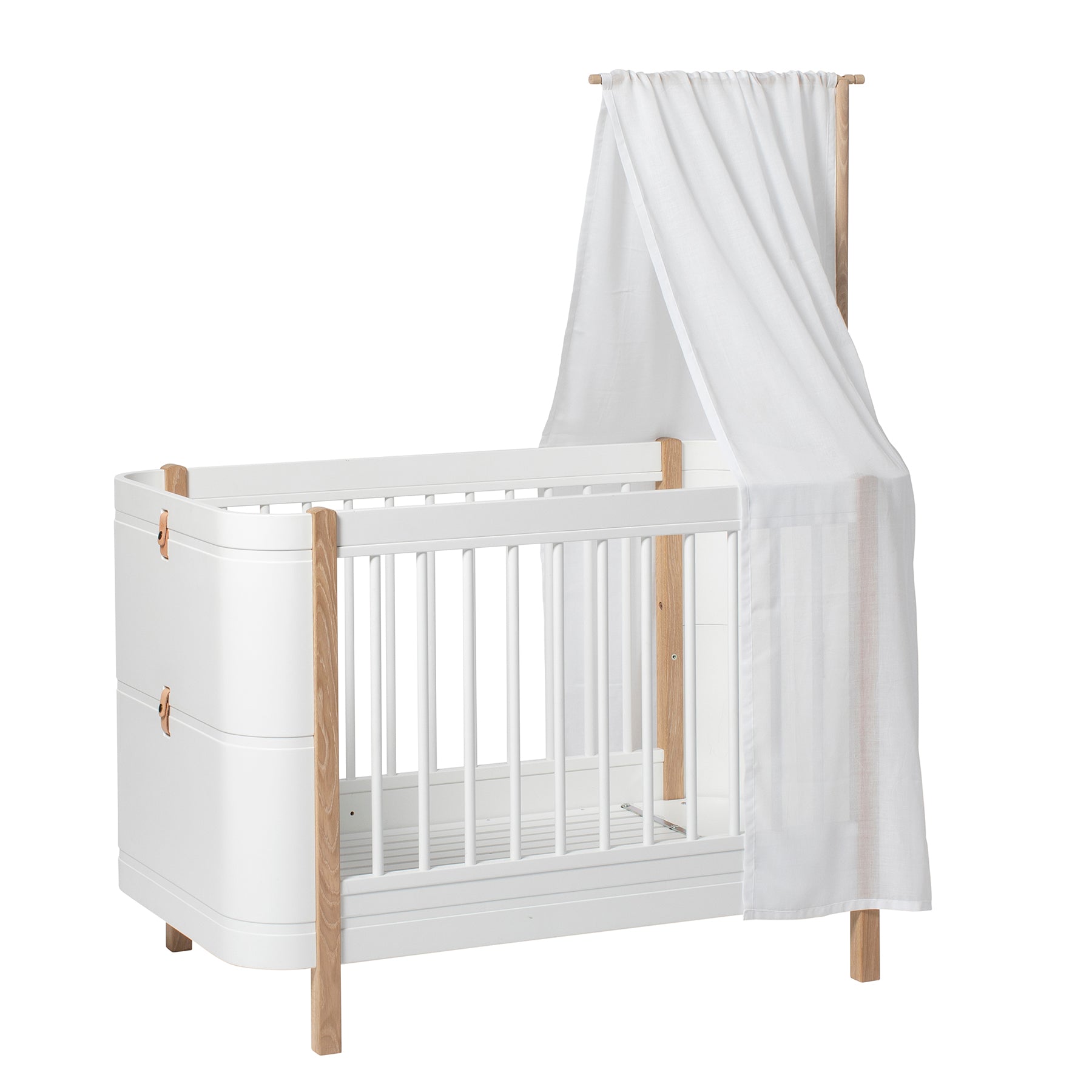 Oliver Furniture Wood Mini+ basic Babybett inkl. Umbauset zum Juniorbett, weiss/Eiche oder weiss