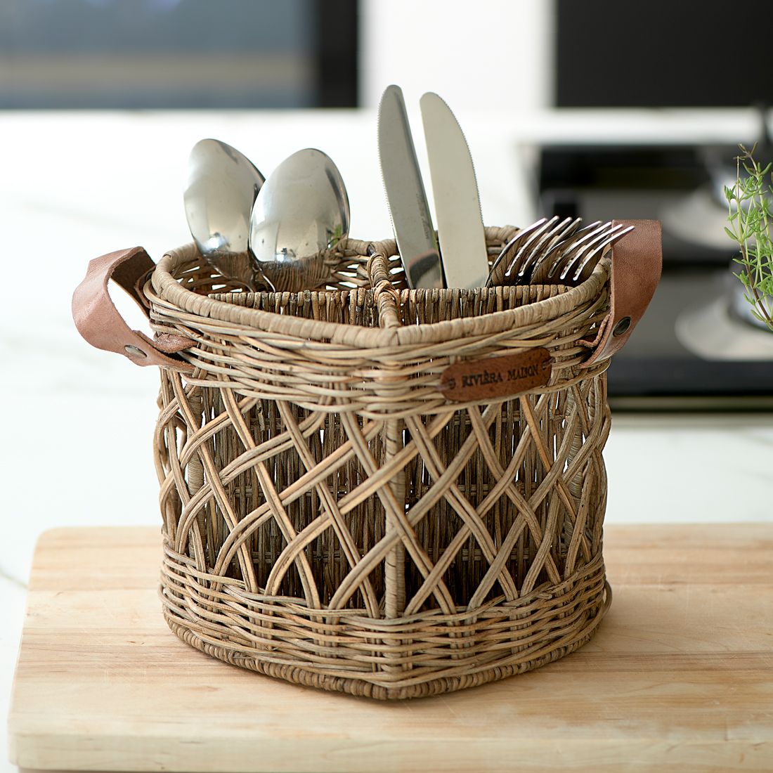 Riviera Maison-Utensils-Holder-Heart-Herz-Aufbewahrungskorb-Rattan