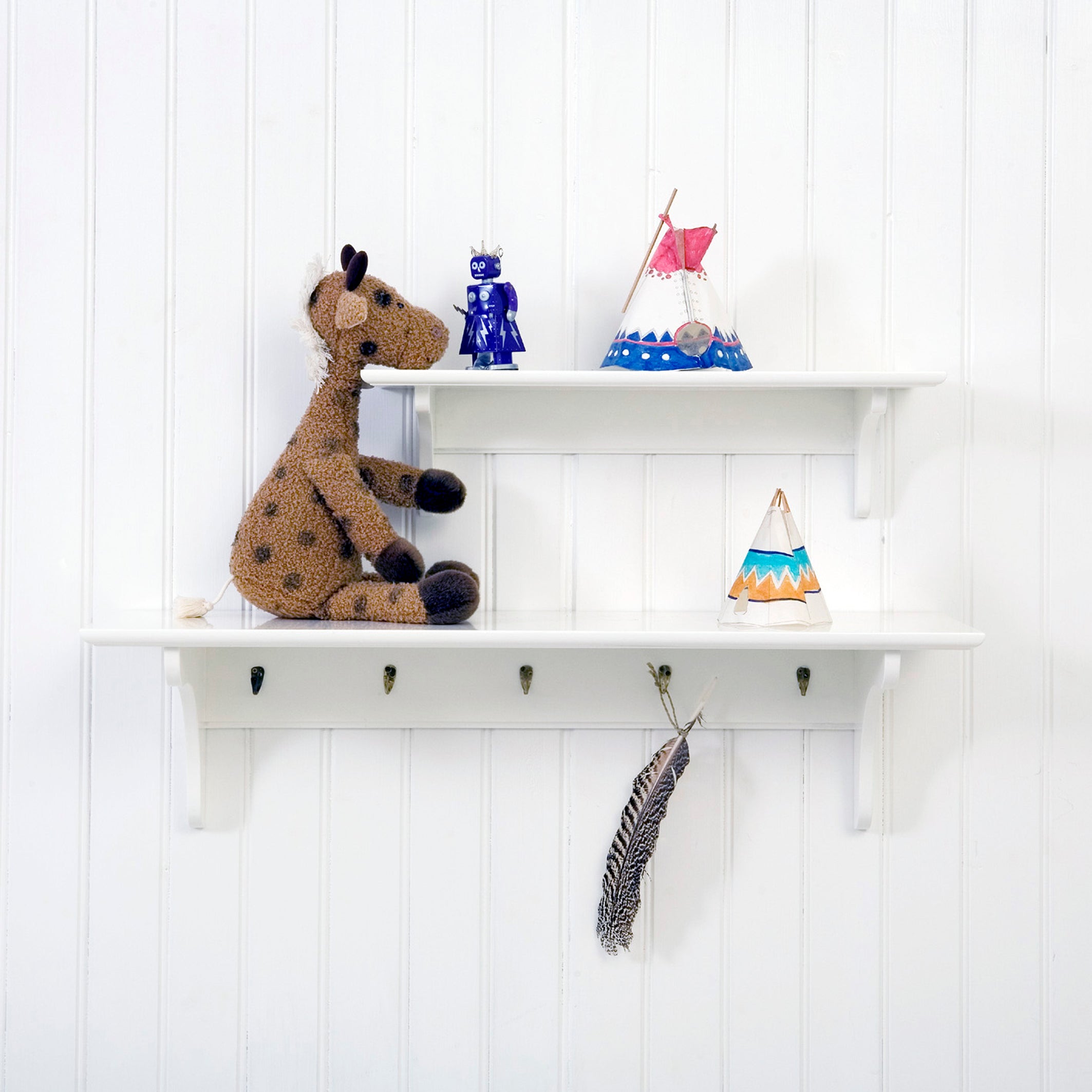 Étagère murale Oliver Furniture avec crochets, blanc