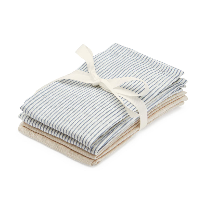 Cam Cam Copenhagen lot de 4 débarbouillettes mousseline classique rayures bleues