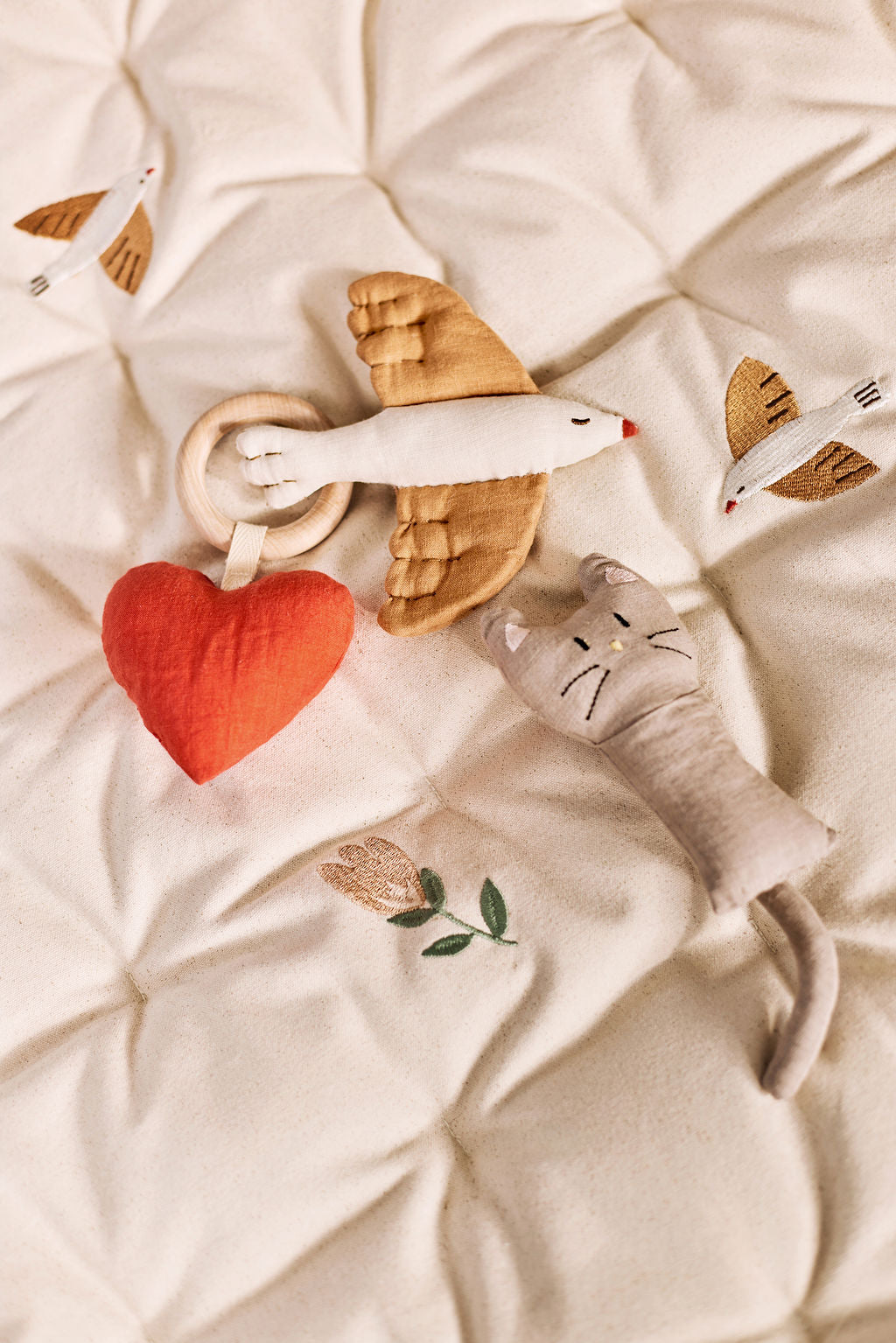 Dear April Heart Rattle with Teething Ring