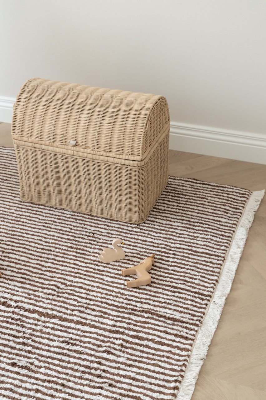 KAS Kopenhagen waschbarer Baumwollteppich brown Stripes