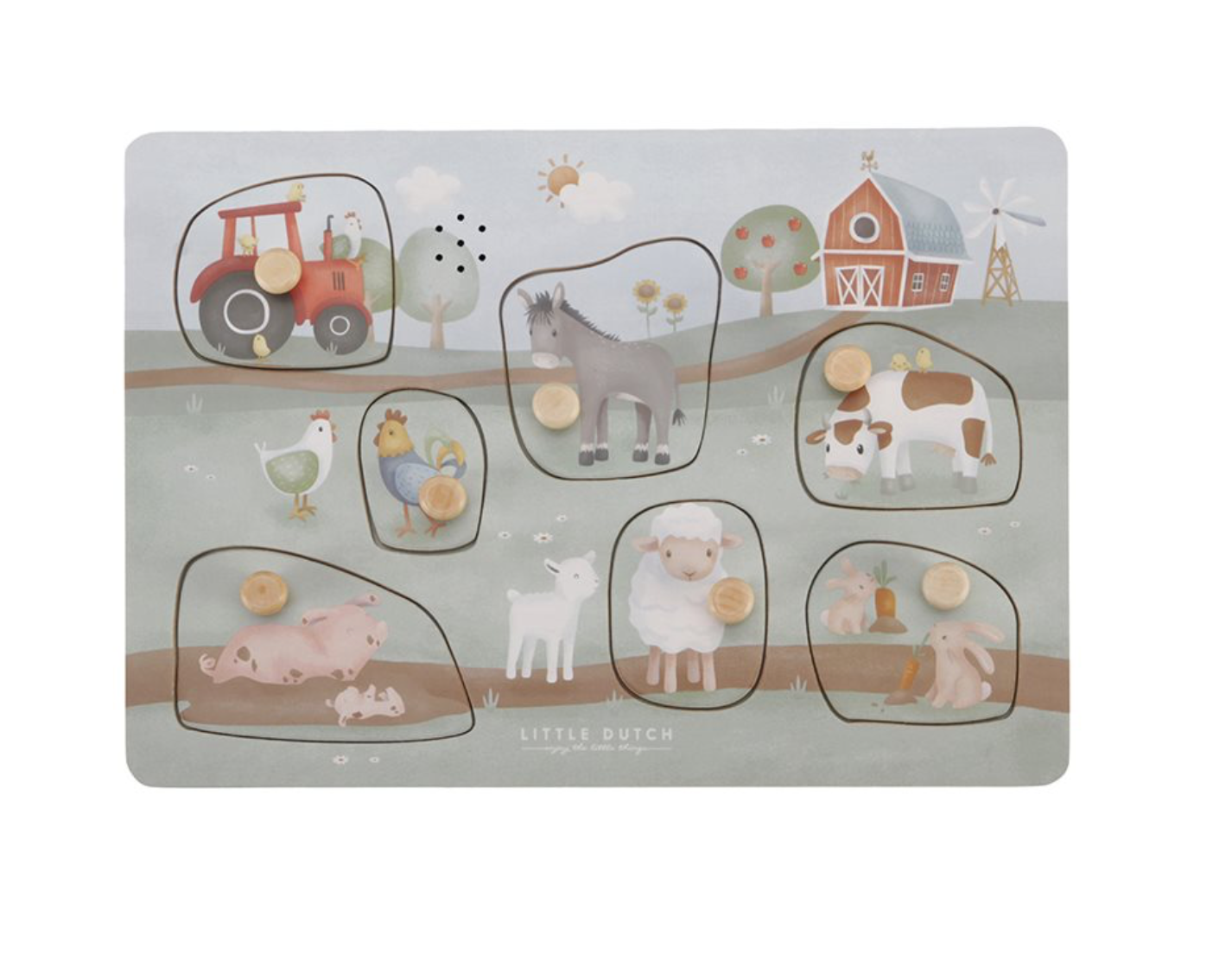 Petit puzzle en bois hollandais avec sons Little Farm
