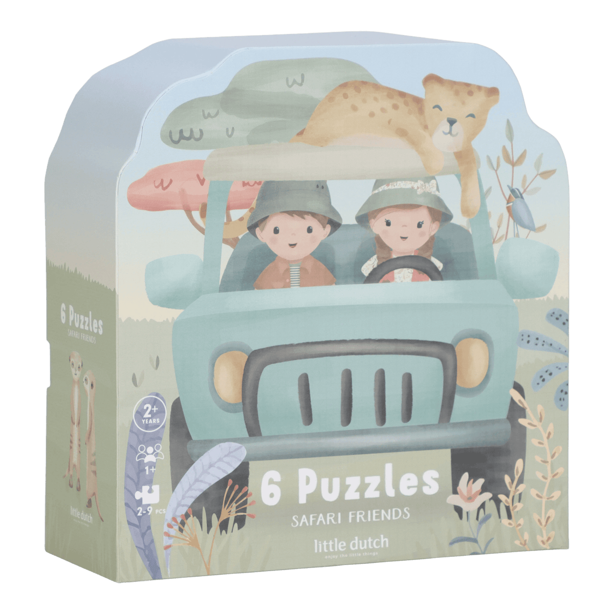 Little Dutch 6-in-1 Puzzle Safari Friends mit sechs Tierpuzzles für Kinder