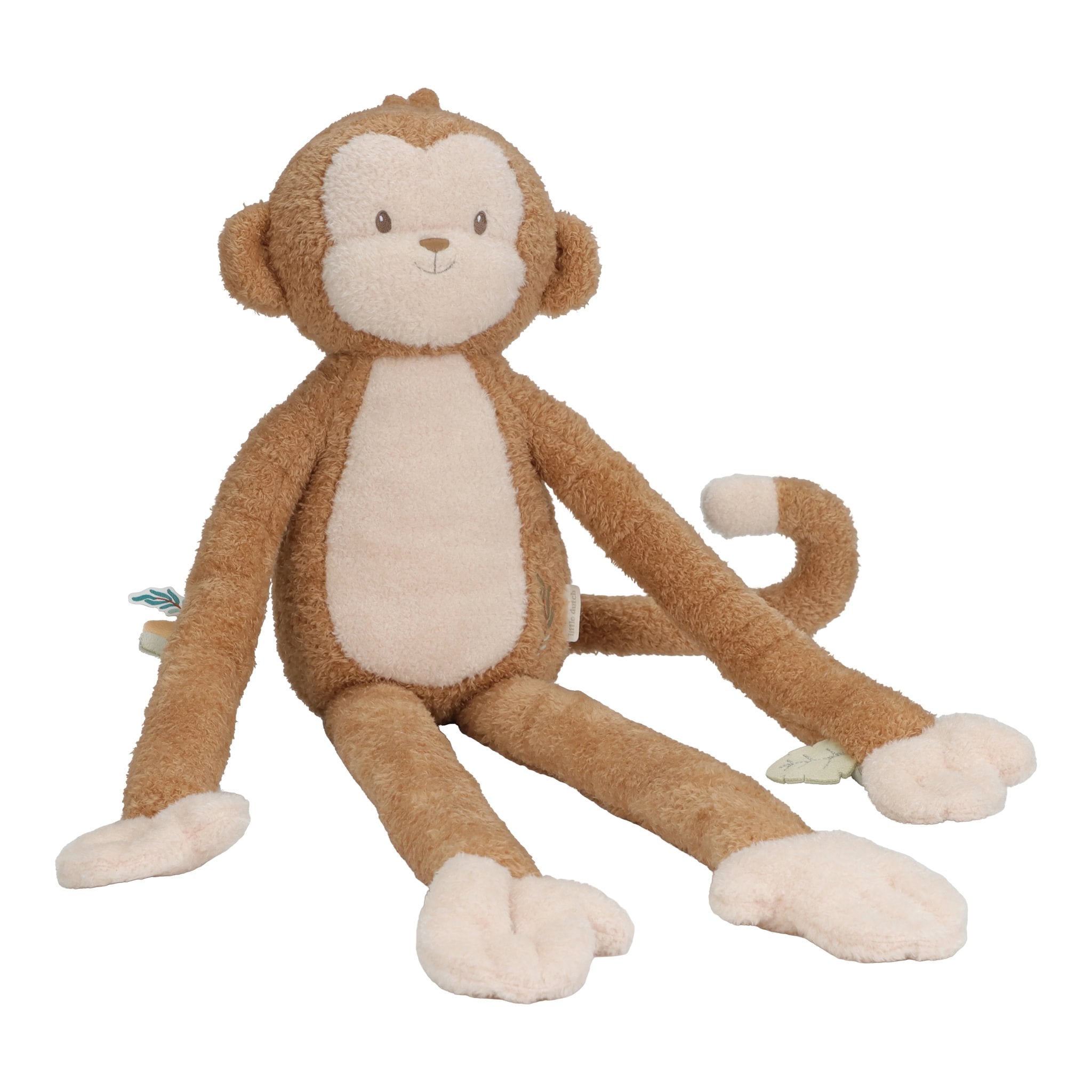 Kuschelkuschelaffe XL Braun von Little Dutch mit weichem Rippstoff