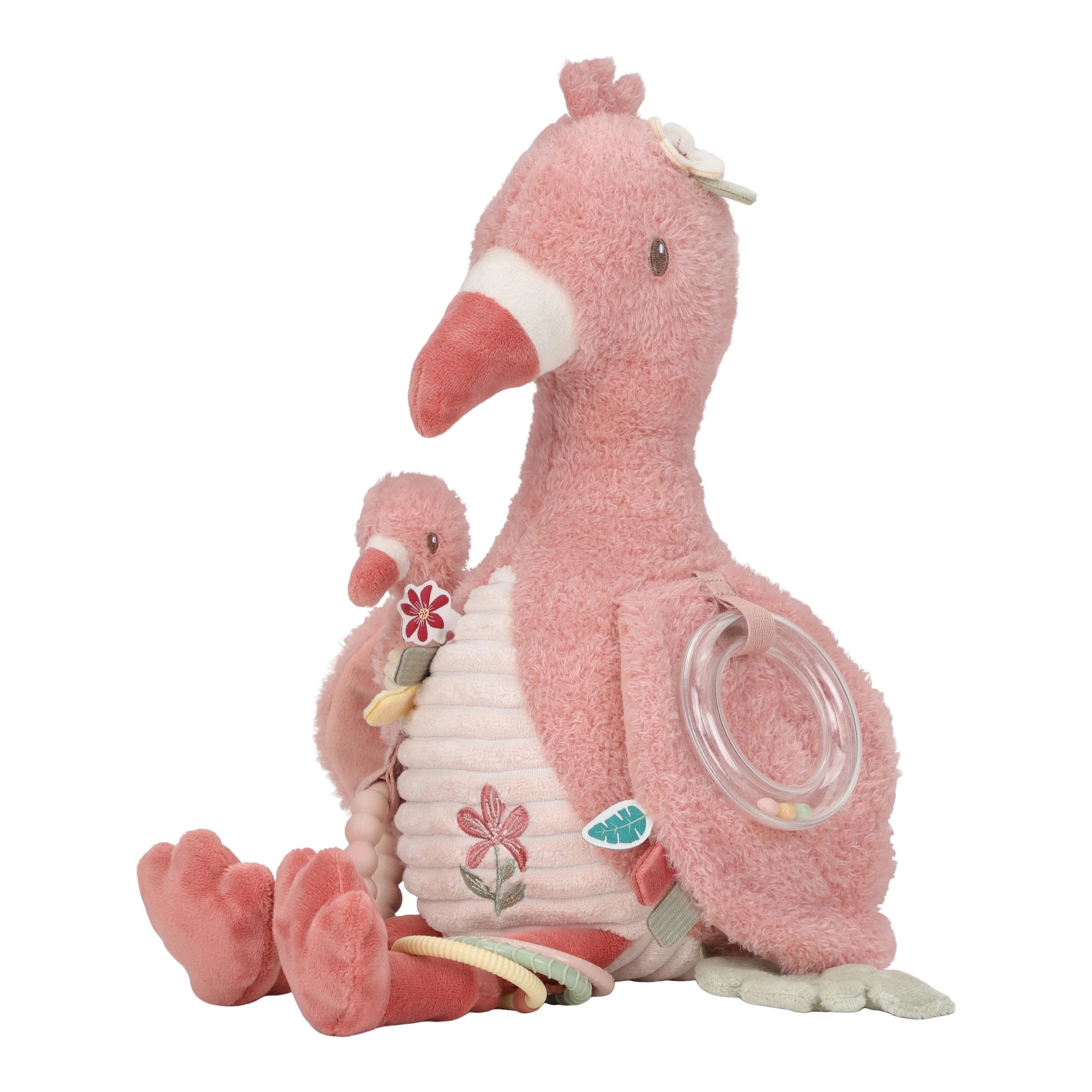 Baby Aktivitätskuscheltier Flamingo mit Spielelementen